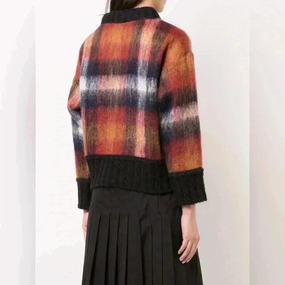 SEA New York Maryam V Neck Mohair Sweater Multi Plaid Size XS - Picture 8 of 13